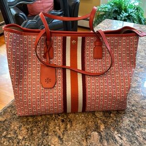 Tory Burch Gemini Link Large Canvas Zip Tote